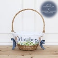 Personalized Boy Easter Basket Liner With Blue Ribbon and Font • Customized Easter Gift • Monogrammed Basket Liner for Kids | Peter Rabbit