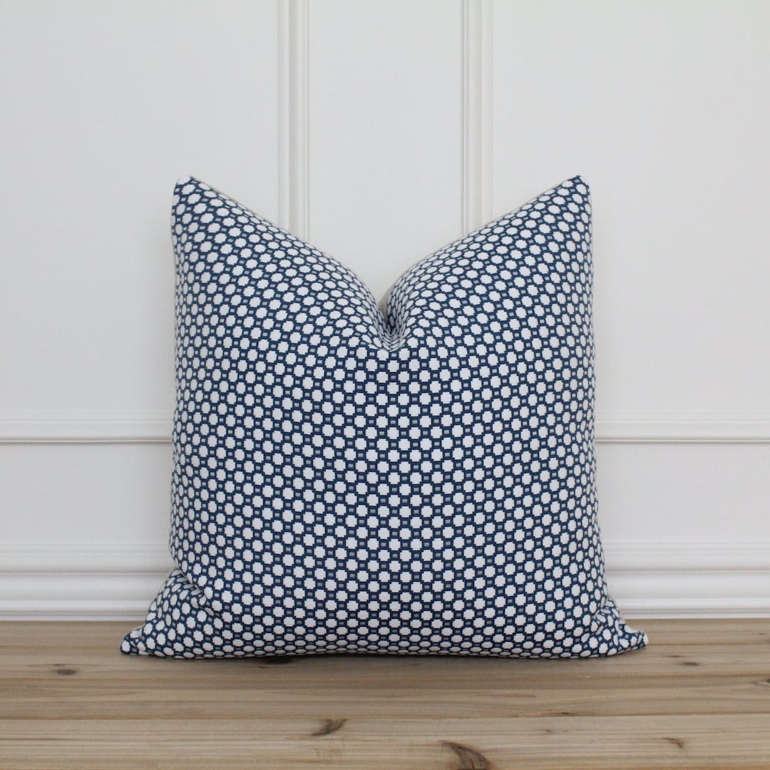 Blue Dot Pillow Cover Farmhouse Pillow Cover Textured Pillow Covers