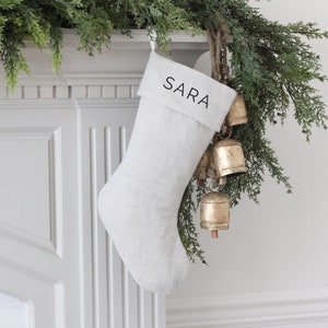 Custom Christmas Stocking | Personalized Name Stocking | Linen Stockings | Xmas Stockings | Family Monogram Stockings | Farmhouse Stockings