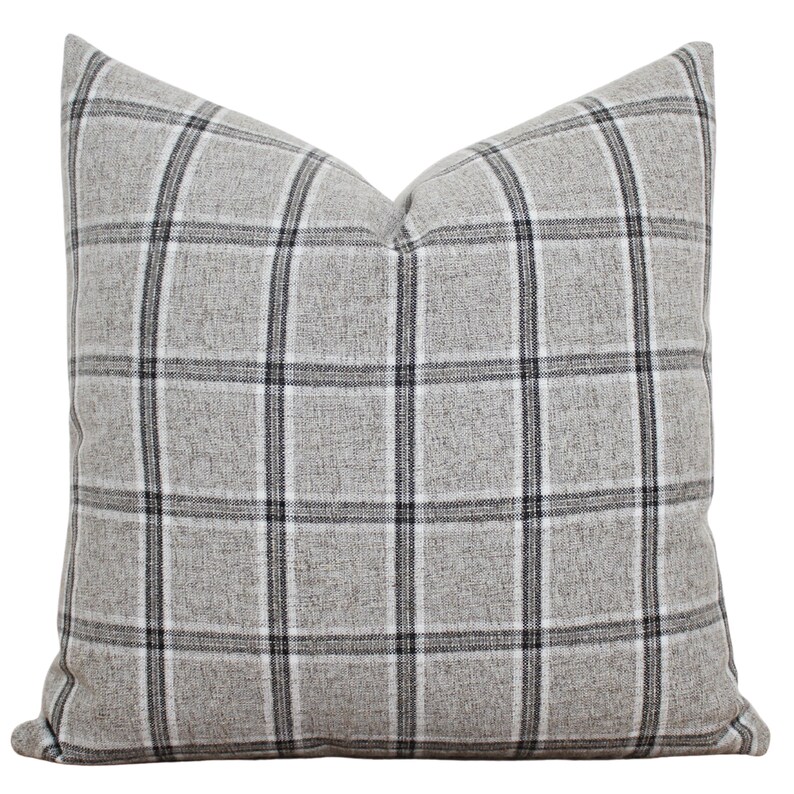 Gray Plaid Pillow Cover Plaid Throw Pillow Decorative Etsy