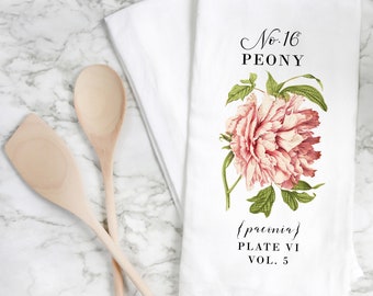 Peony| Dish Towel | Kitchen Decor | Kitchen Towel | Flour Sack Towel | Housewarming Gift | Wedding Gift | Wedding Favor