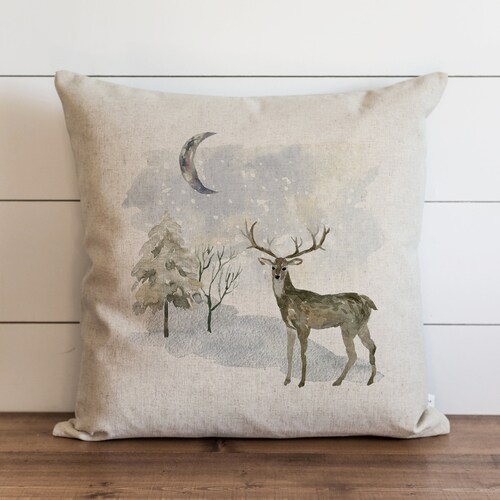 Christmas Pillow Cover 20 X 20 Throw Pillow Snowy Night Etsy Christmas Pillow Cover 20 X 20