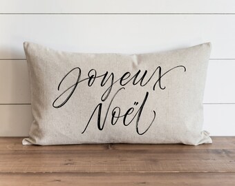 Joyeux Noel | Weihnachtlicher Kissenbezug | 16 x 26 | UrlaubskissenHüllen | Weihnachtsdeko | Weihnachtliches Kissen
