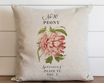 Peony Pillow Cover | 18 x 18 | 20 x 20 | Botanical Pillow Cover | Floral | Spring Home Decor | Summer Throw Pillow | Garden