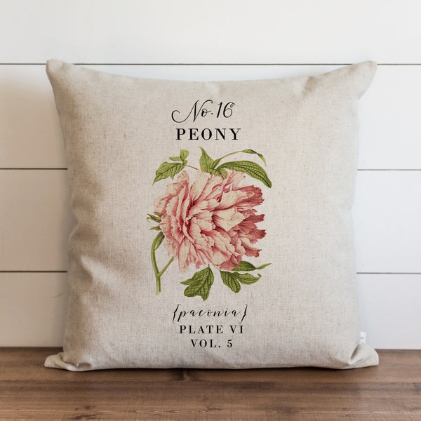 Pioenenkussenhoes | 18 x 18 | 20 x 20 | Botanische kussensloop | Bloemen | Spring Home Decor | Zomer Plaid Kussen | Tuin