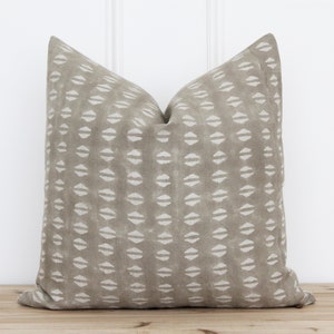 Tan Hand Block Pillow Cover | Indian Block Print | Geometric Pillow Cover | Indian Block Printed Pillow Cover | 20 x 20 | 16 x 26 || Nora