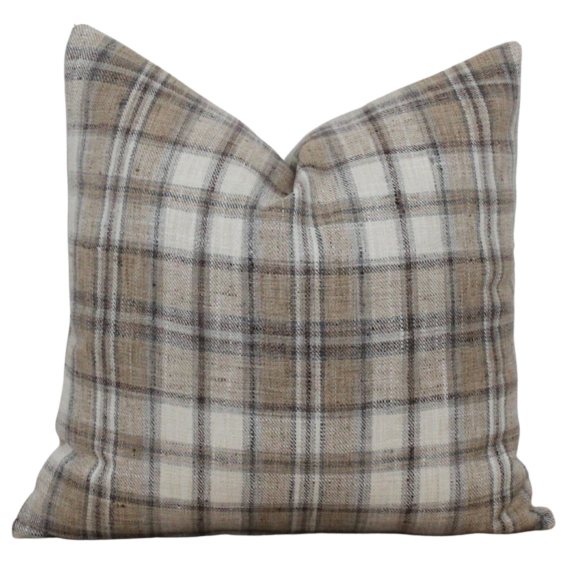 Brown Plaid Pillow Cover Tan Plaid Throw Pillow Decorative Etsy