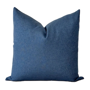 Indigo Blue Slubbed Linen Pillow Cover | Navy Blue Accent Pillow | Deep Blue Pillow | Textured Linen Pillow Cover | Jonah