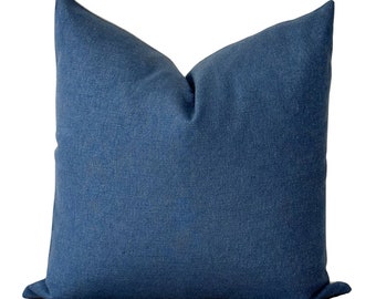 Indigo Blue Slubbed Linen Pillow Cover | Navy Blue Accent Pillow | Deep Blue Pillow | Textured Linen Pillow Cover | Jonah