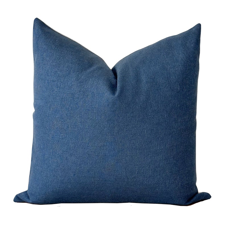 Indigo Blue Slubbed Linen Pillow Cover Navy Blue Accent Pillow Deep Blue Pillow Textured Linen Pillow Cover Jonah image 1