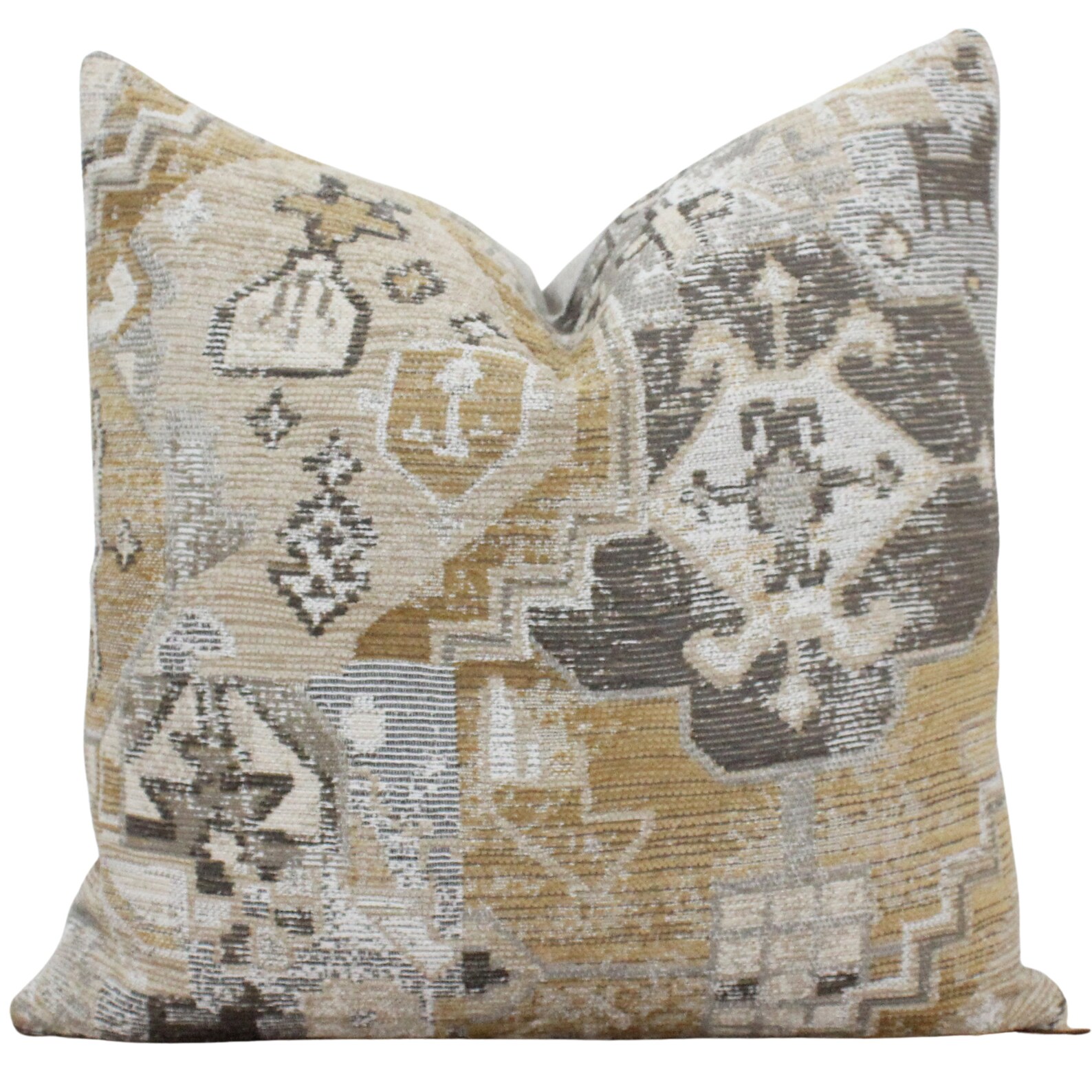 Mustard and Gray Tapestry Pillow Cover Decorative Throw Etsy