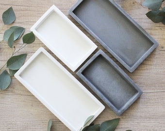 Concrete Soap Bottle Tray | Modern Soap Dish | White Kitchen Tray | Gray Bathroom Tray | Rectangular Soap Dispenser Tray | Lotion Pump Tray