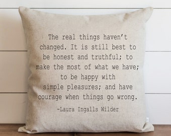 Real Things 20 x 20 Pillow Cover // Todos los días // Faith // Little House on the Prairie // Throw // Regalo // Almohada de acento // Funda de cojín