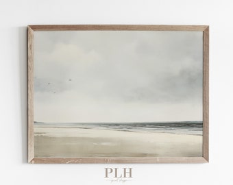 Seaside Landscape Art Print | Muted Tonal Art | Coastal Home Decor | Unframed Art Print | Landscape Art | Beach Art | Wall Decor