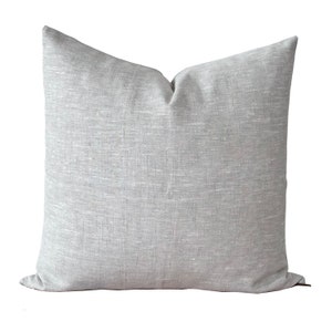 Neutral Slubbed Linen Pillow Cover | Oatmeal Linen Accent Pillow | Textured Linen Throw Pillow | Simple Modern Home Decor | Bas