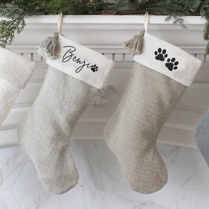 Personalized Dog Christmas Stocking | Custom Pet Name Xmas Stocking | Paw Stocking | Cat Stocking | Pet Stocking | Neutral Stocking For Pet