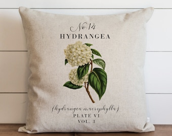 Hydrangea  Pillow Cover | 18 x 18 | 20 x 20 | Botanical Pillow Cover | Floral | Spring Home Decor | Summer Throw Pillow | Garden
