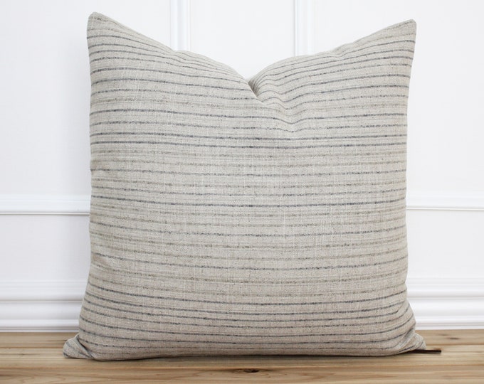 Tan and Gray Stripe Pillow Cover 20 X 20 Pillow Cover Farmhouse Pillow