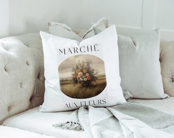 Marche Aux Fleurs Pillow Cover | French Country | Vintage Art | French Decor | 18 x 18 | 20 x 20 | Accent Pillow | Vintage Art Decor