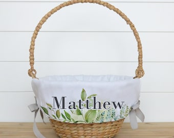 Personalized Easter Basket Liner for boys or girls | Custom Easter Basket Liner | Monogram Easter Basket Liner | Baby Easter Greenery