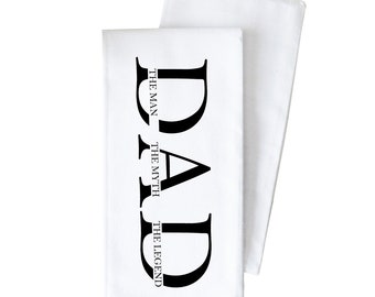 Papà / L'uomo. Il mito. La leggenda Strofinaccio / Regalo per la festa del papà / Regalo per papà / Miglior papà / Regalo per i genitori / Regalo per lui / Strofinaccio da cucina