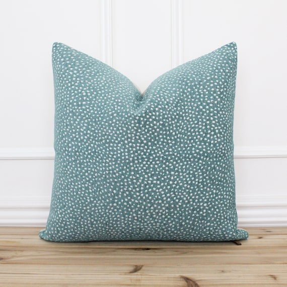 Aqua Pillow Cover With White Dots Green and White Dot Throw Pillow Accent Pillow Couch Pillow 20x20 12x20 16x26 14x36 Maggie Etsy