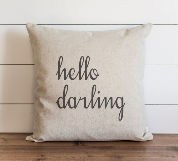 Hello Darling 20 X 20 Pillow Cover Everyday Throw Pillow Etsy