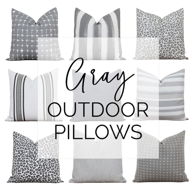 Gray Outdoor Pillow Covers | Outdoor Summer Patio Décor | Gray White ...