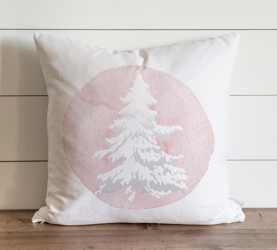 Pillow Cover Pink Flocked Tree Christmas Pillow Cover Fresh Cut