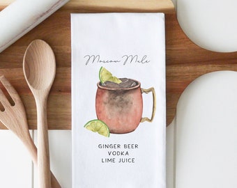 Moscow Mule Tea Towel | Dish Towel | Kitchen Decor | Kitchen Towel | Flour Sack Towel | Housewarming Gift | Wedding Gift | Wedding Favor