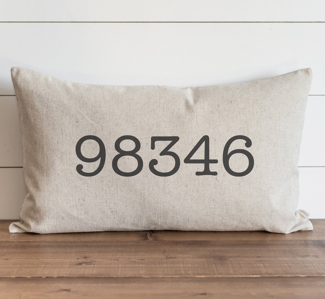 Customized Zip Code Pillow Cover // 16 X 26 Pillow Cover // Etsy