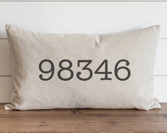 Copricuse con codice postale personalizzato // 16 x 26 copricusi // Regalo di nozze // Cuscino da lancio // Regalo per lei // Cuscino d'accento