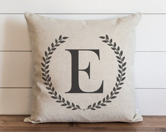 Laurel Wreath Monogram 20 x 20 Pillow Cover // Typography // Housewarming Gift // Wedding  // Throw Pillow // Cushion Cover // Accent Pillow