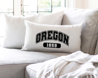 Varsity State Custom Pillow Cover | Dorm Decor | Personalized Gift | New Home | First Home | 16 x 26 | Lumbar Pillow | Everyday Pillow