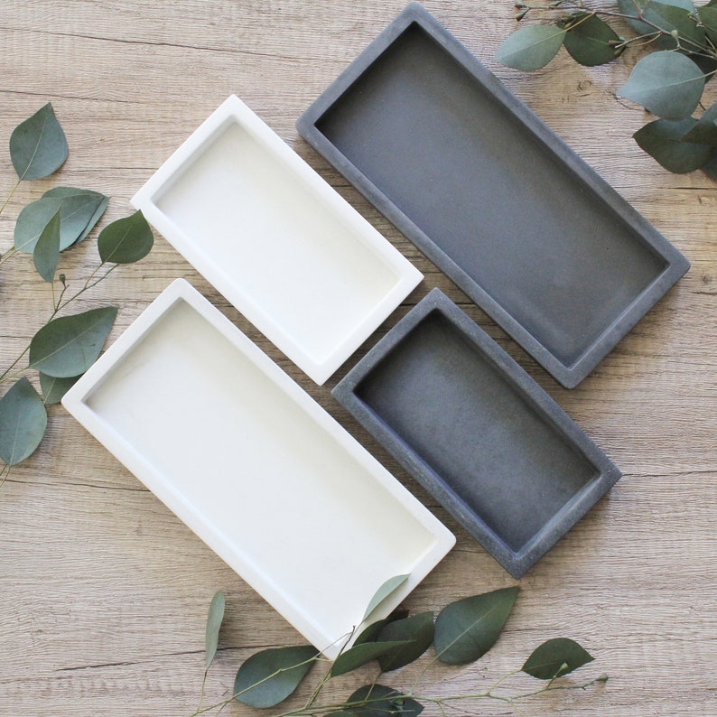 Concrete Soap Bottle Tray Modern Soap Dish White Kitchen Etsy