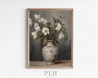 Vintage Floral Art Print | Vintage Still Life | Floral Art Print | Moody Wall Art | Unframed Art | Vintage Art | Wall Decor | Bedroom Decor