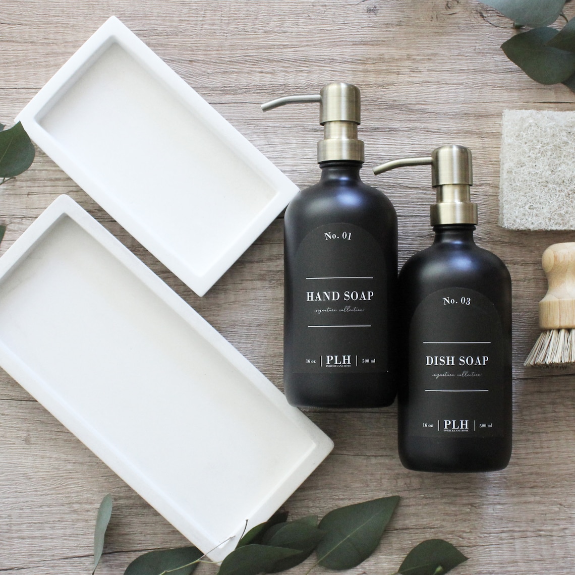 Concrete Soap Bottle Tray Modern Soap Dish White Kitchen Etsy