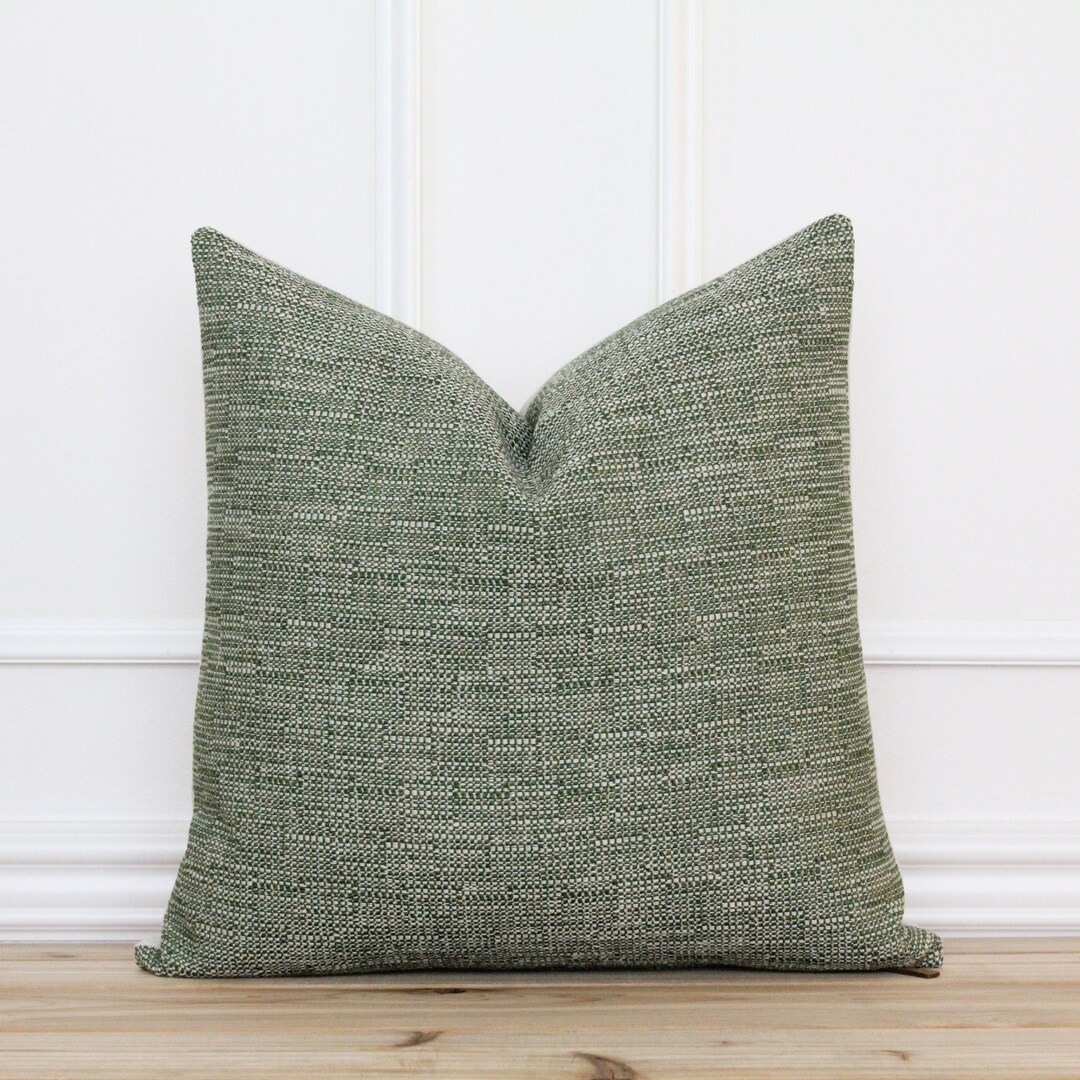 Green Tweed Pillow Cover Farmhouse Pillow Cover Textured Pillow Cover