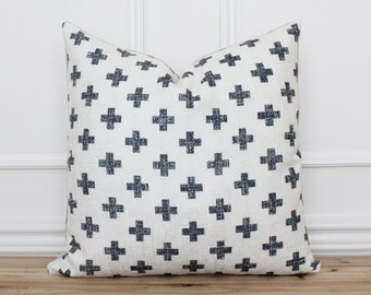 Graphite Swiss Cross Pillow Cover • Cushion Cover • Decorative Throw Pillow • Farmhouse Pillows • Designer Pillow Covers | Asher