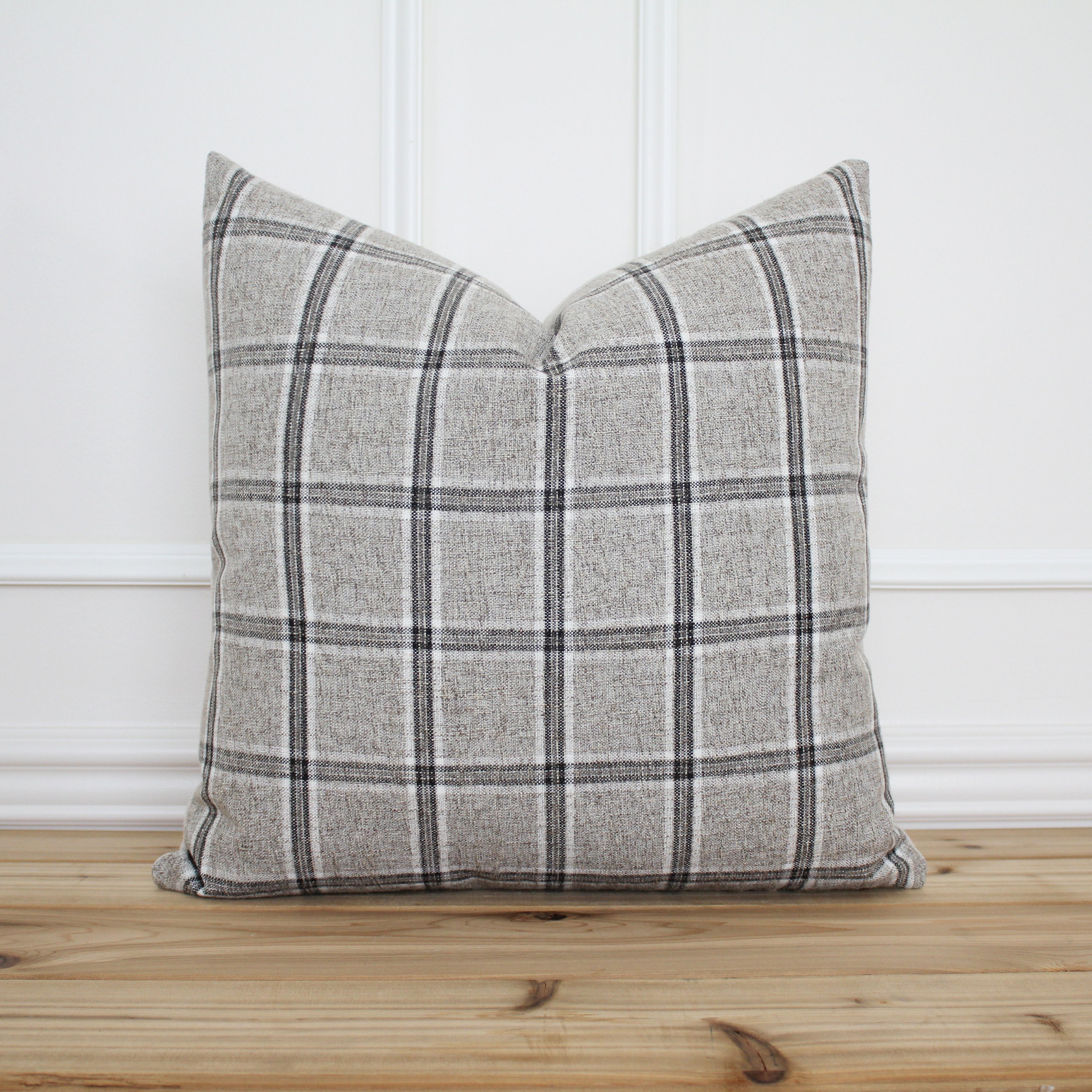 Gray Plaid Pillow Cover Plaid Throw Pillow Decorative Etsy