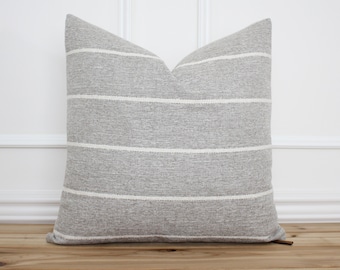 Gray Stripe Pillow Cover • Farmhouse Pillow • Decorative Pillow • Fall Pillow Cover • Modern Pillow Cover • 20 x 20 • 16 x 26 || Max