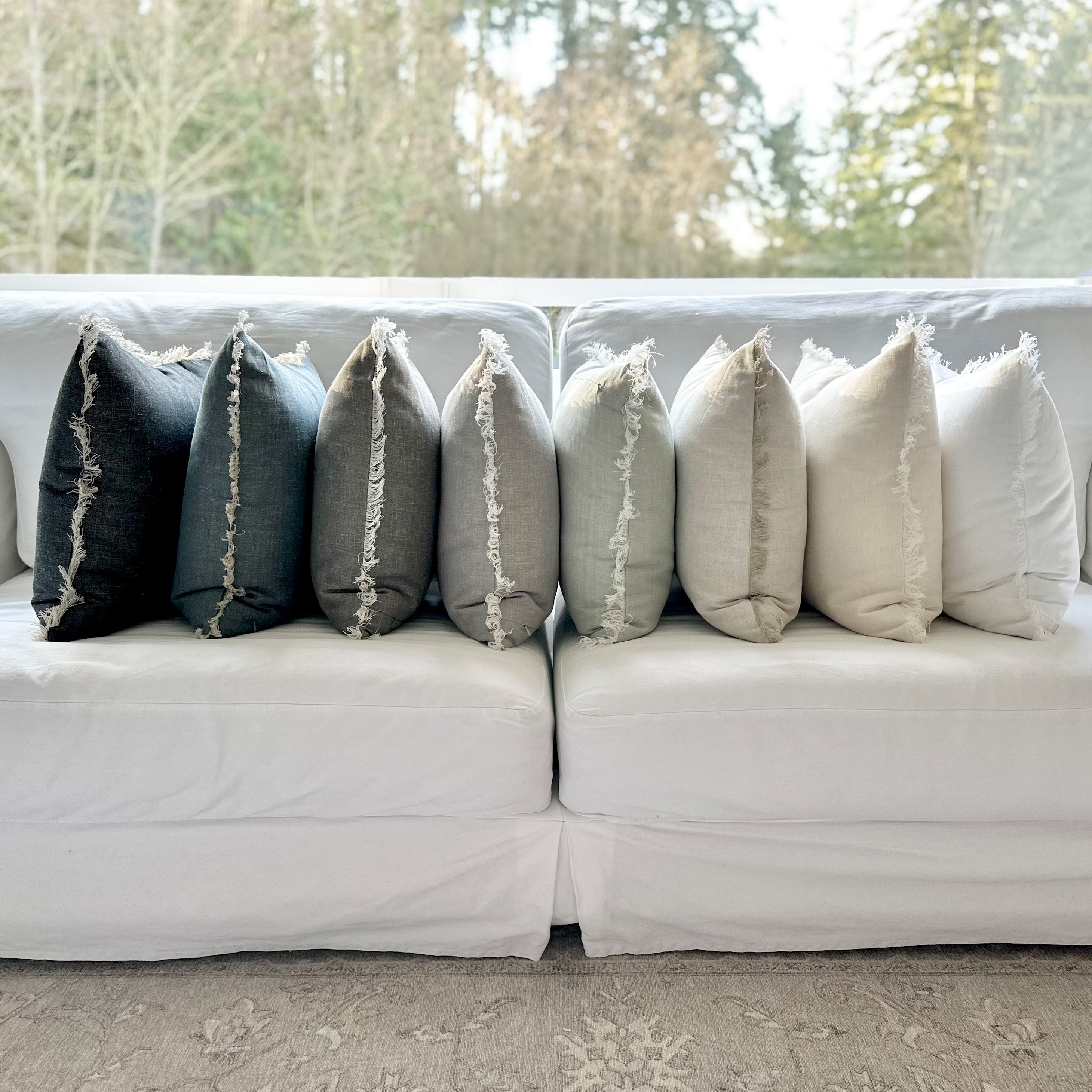 Home Brilliant 2 Packs Linen Large Throw Pillows European Shams Big Cushion  Covers for Bench, 26 x 26 inch(66cm), Dark Grey