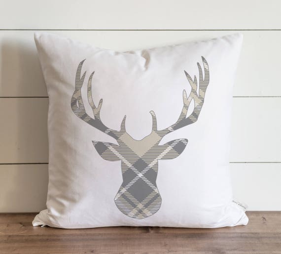 plaid deer pillow