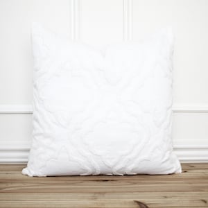 Chenille Trellis Pillow Cover • White Textured Throw Pillow • Decorative Pillow Cover • Neutral Pillow Covers • Farmhouse Accent Pillow