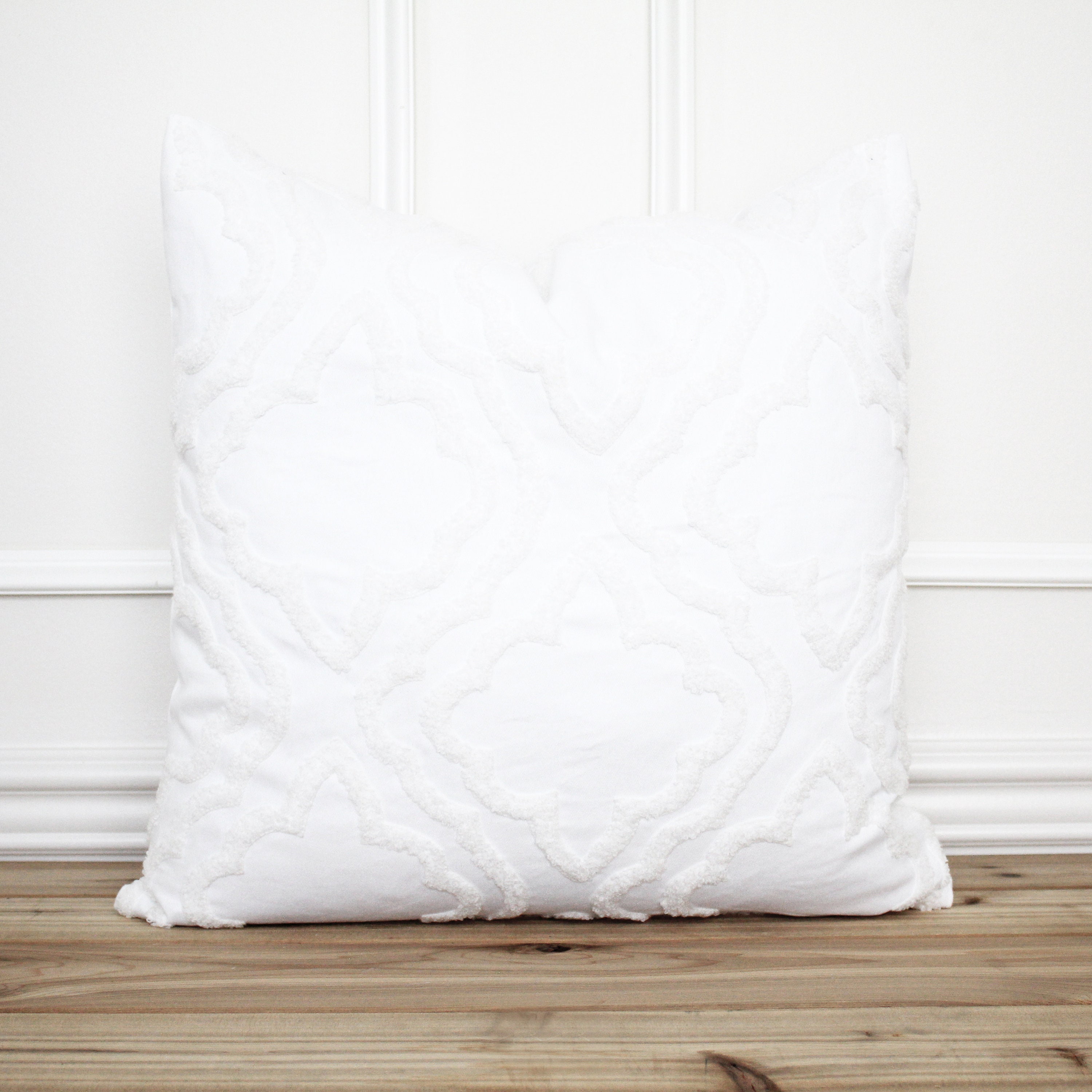 Organic Cotton Twill Winter White Throw Pillows - 14 in X 22 in
