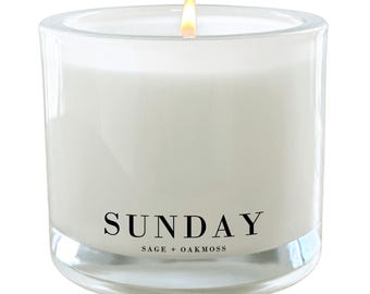 Sage + Oakmoss Coconut Wax Candle | Relaxing Candle | Long Lasting | Housewarming Gift | Birthday Present | Toxin Free | Clean Burn | Sunday