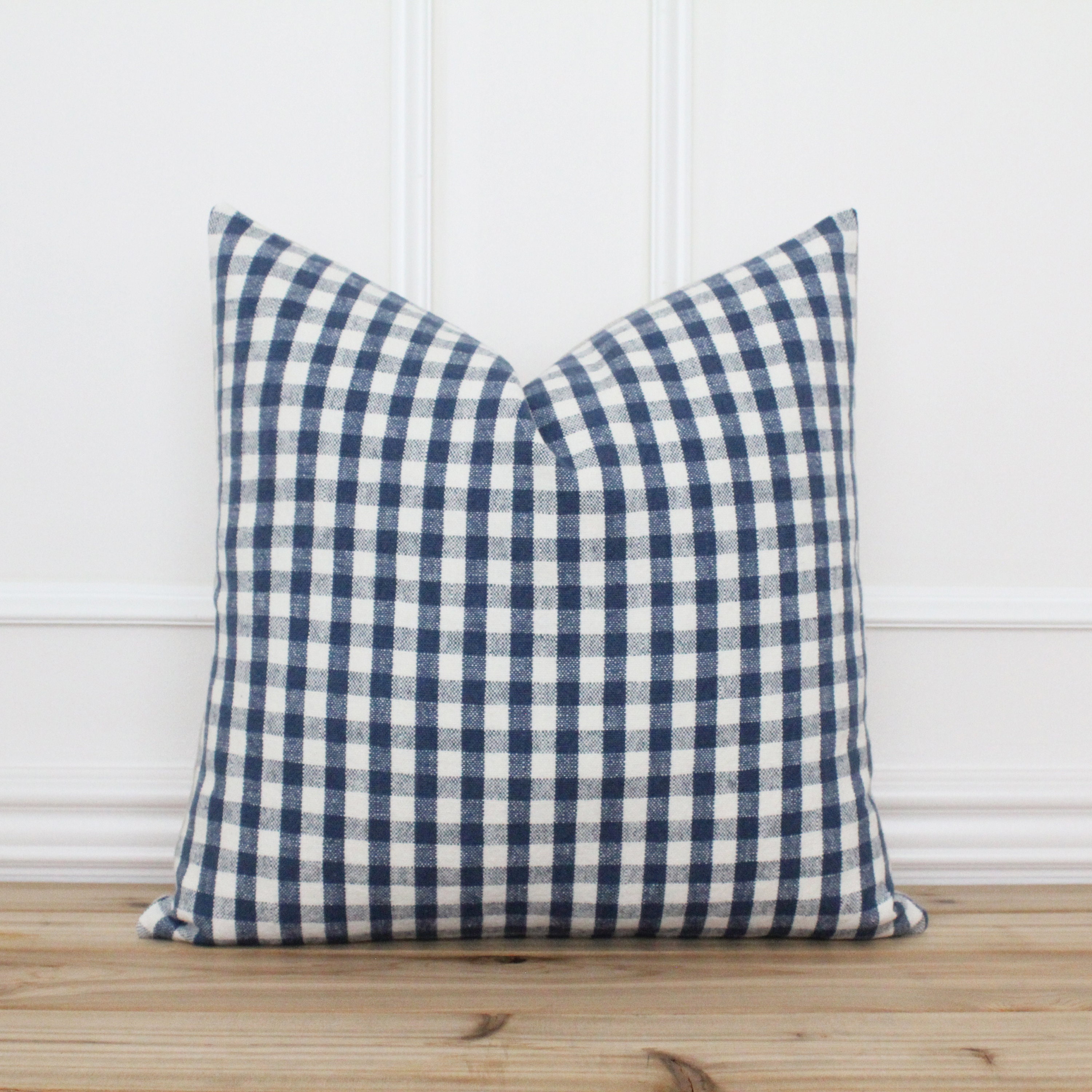 Blue Plaid Pillow Cover Farmhouse Pillow Cover Spring Etsy