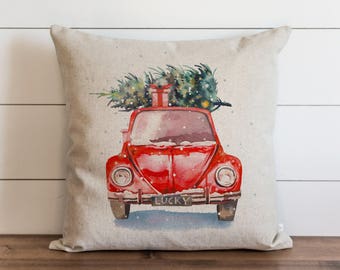 Aquarell Weihnachten Auto Kissenbezug | Weihnachtlicher Kissenbezug | Weihnachtskissen | Kissen | Weihnachtsgeschenk | Weihnachtliches Akzentkissen