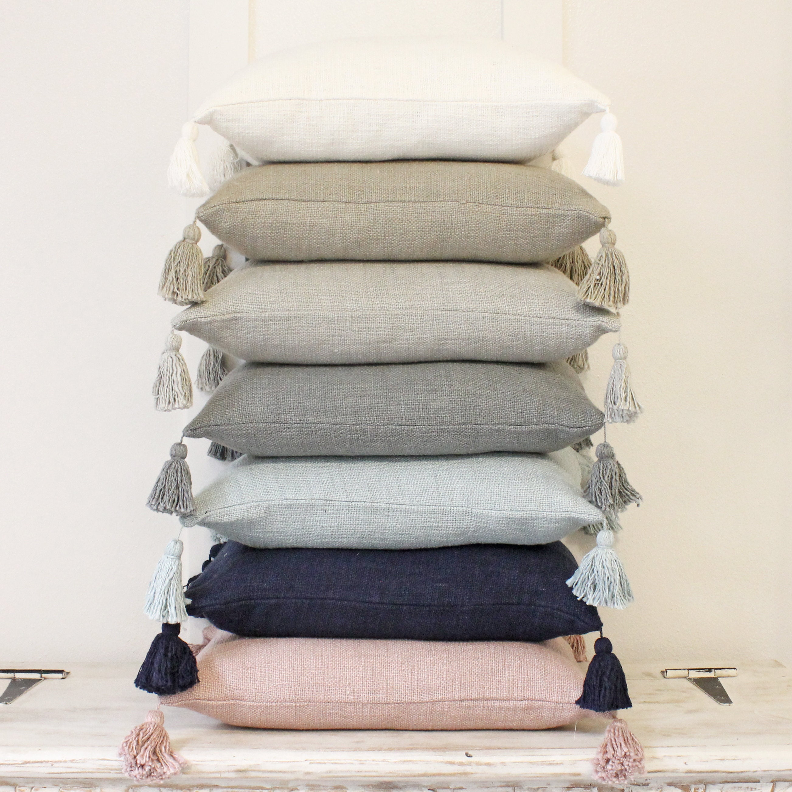 Tassel Linen Pillows Etsy Canada