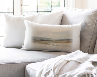 Custom Location Beach Landscape Pillow Cover | 16 x 26 | Lumbar Pillow | Beach House | Beach Decor | Vintage Art | Accent Pillow Cover